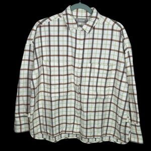 Everlane Flannel Shirt Womens S Plaid Boxy Oversized Button Front Boyfriend NEW